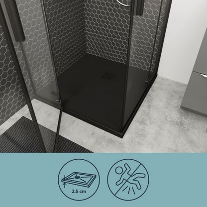 Brodzik konglomeratowy Douro 90x90 cm Sort Mat