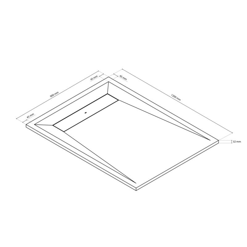 GoodHome Luiro rektangulær konglomeratbrusebund 90 x 120 x 3,2 cm mat-sort