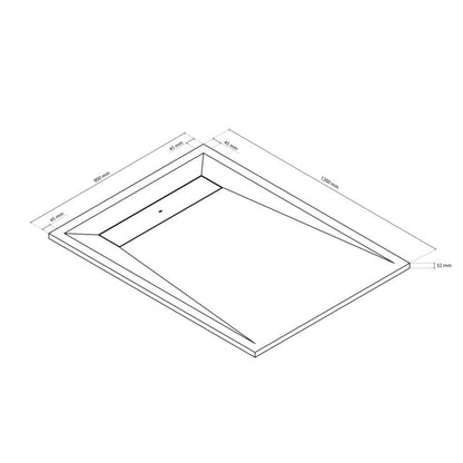 GoodHome Luiro rektangulær konglomeratbrusebund 90 x 120 x 3,2 cm mat-sort