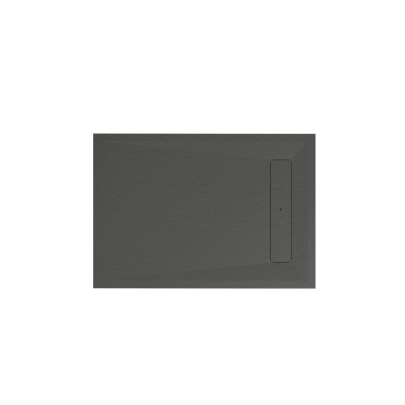 GoodHome Luiro rektangulær konglomeratbrusebund 90 x 120 x 3,2 cm mat-sort