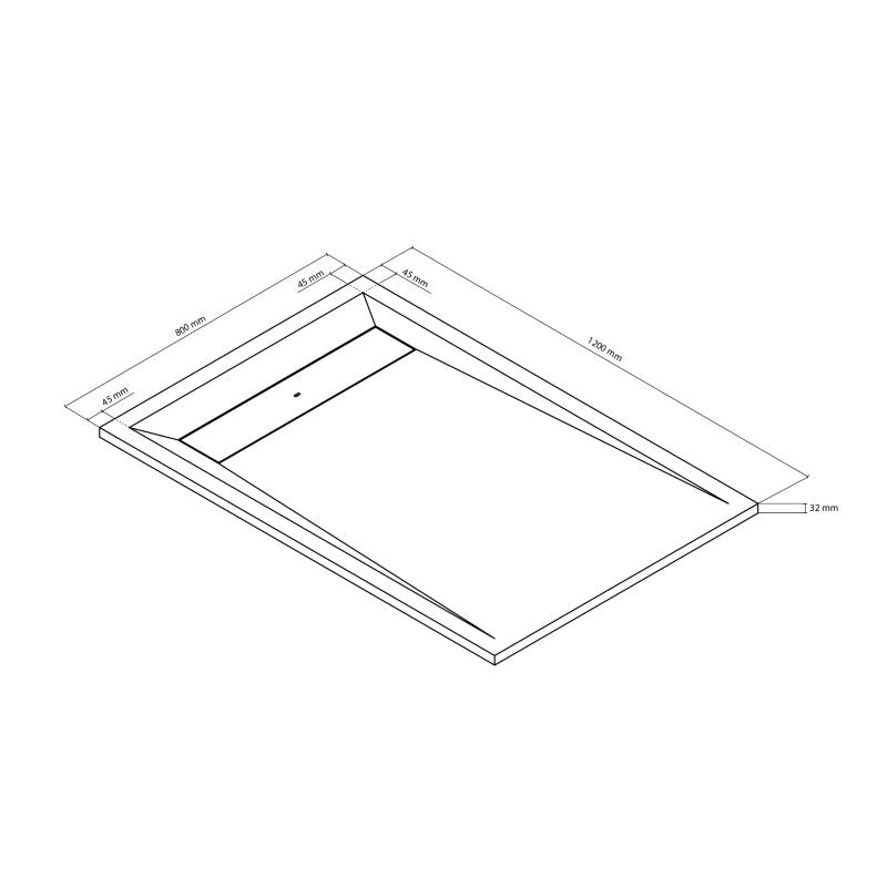 Brodziki konglomeratowy prostokątny z odpływem 80 x 120 cm czarny