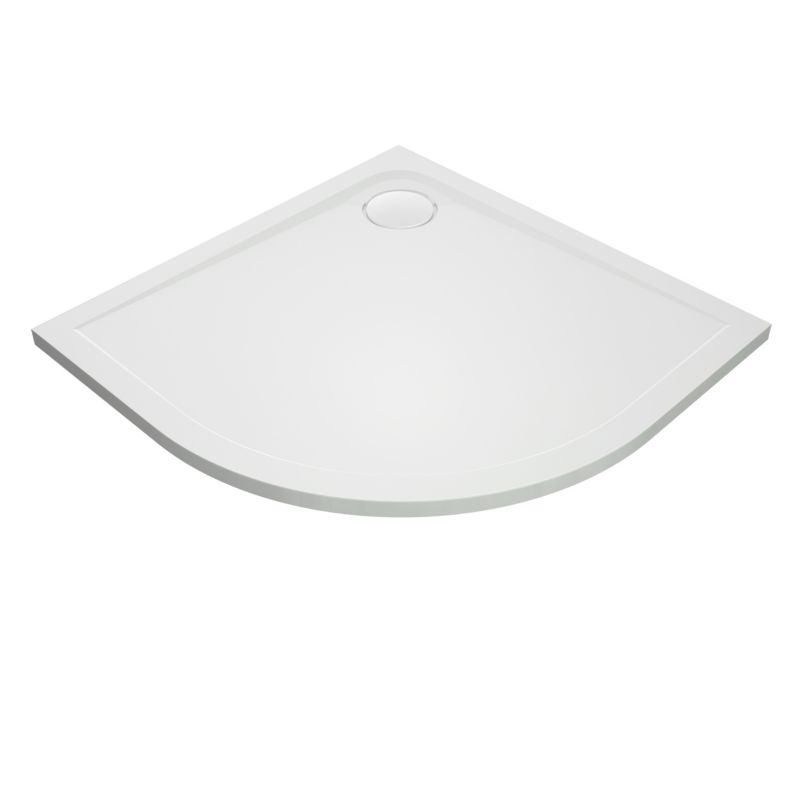 GoodHome Teesta halv-rund konglomeratbrusebund 90 x 2,7 cm hvid