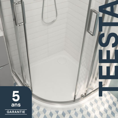 GoodHome Teesta halv-rund konglomeratbrusebund 90 x 2,7 cm hvid