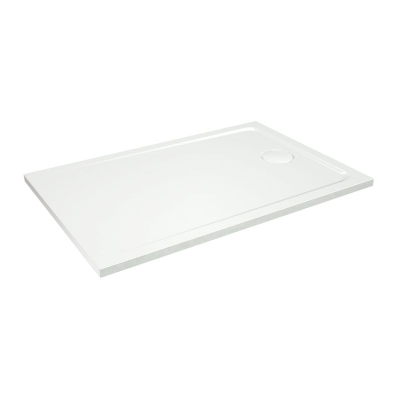 GoodHome Teesta rektangulært konglomeratbrusekar 90 x 120 x 2,7 cm hvid