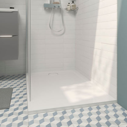 GoodHome Teesta rektangulært konglomeratbrusekar 90 x 120 x 2,7 cm hvid