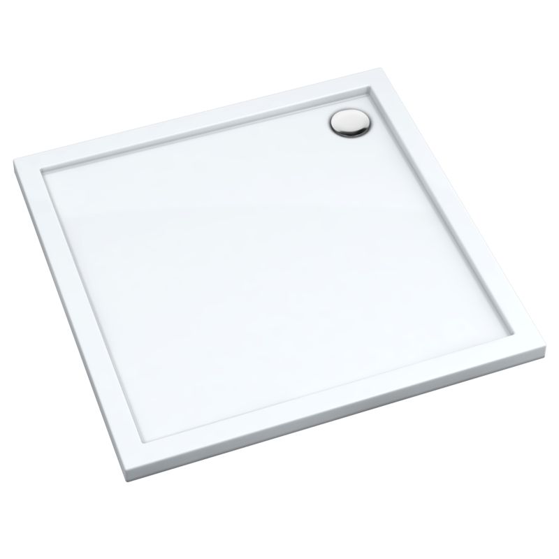 Akrylbrusebund Atla 80x80 cm Hvid Glat