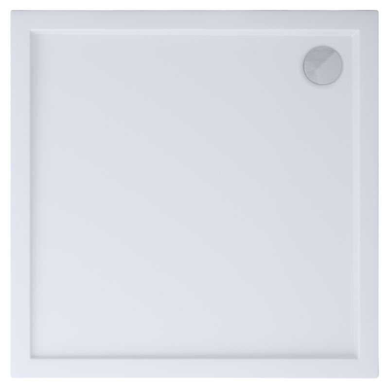 Akrylbrusebund Atla 80x80 cm Hvid Glat
