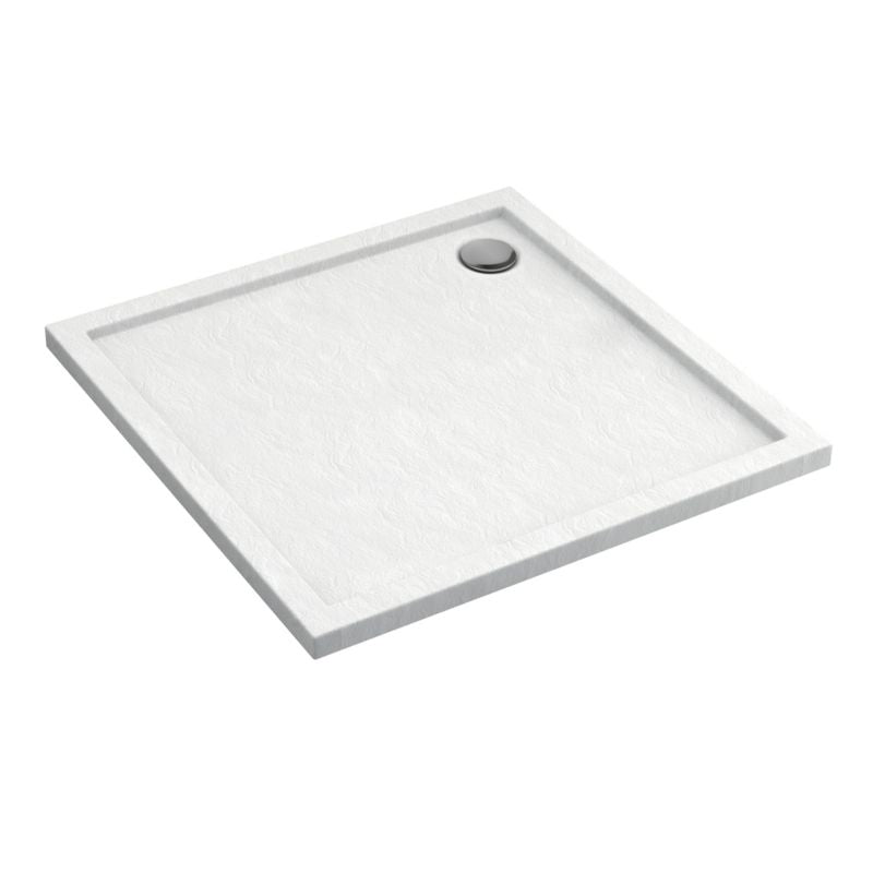 Akrylbrusebund Atla 90x90 cm Hvid Strukturel