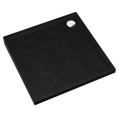 Akrylbrusebad Atla 90x90 cm Sort Struktursten