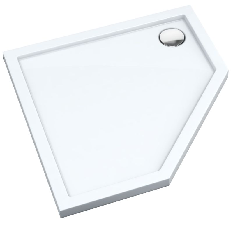 Akrylbrusebad Pentagon 80x80x4,5 cm Hvid Glat