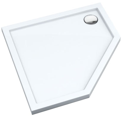 Akrylbrusebad Pentagon 80x80x4,5 cm Hvid Glat