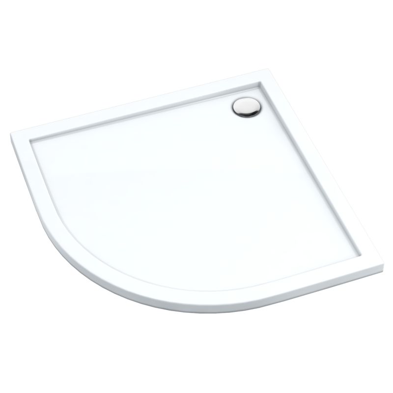 Halvcirkulær Brusebund 80x80x4,5 cm Hvid | MA2333