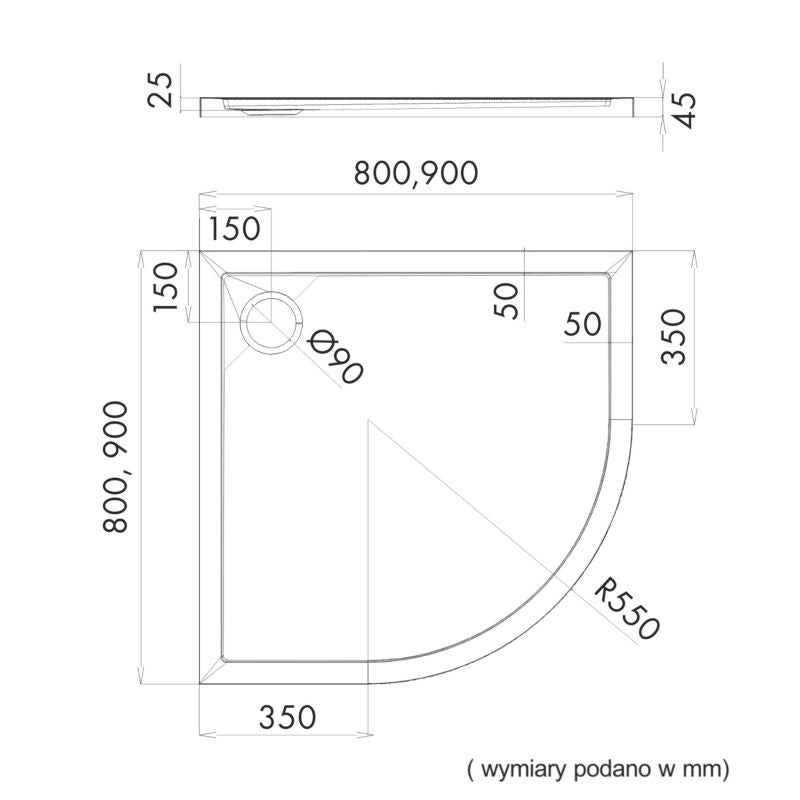 Akrylbrusebad Schedpol Atla 80x80 cm Hvid Strukturel