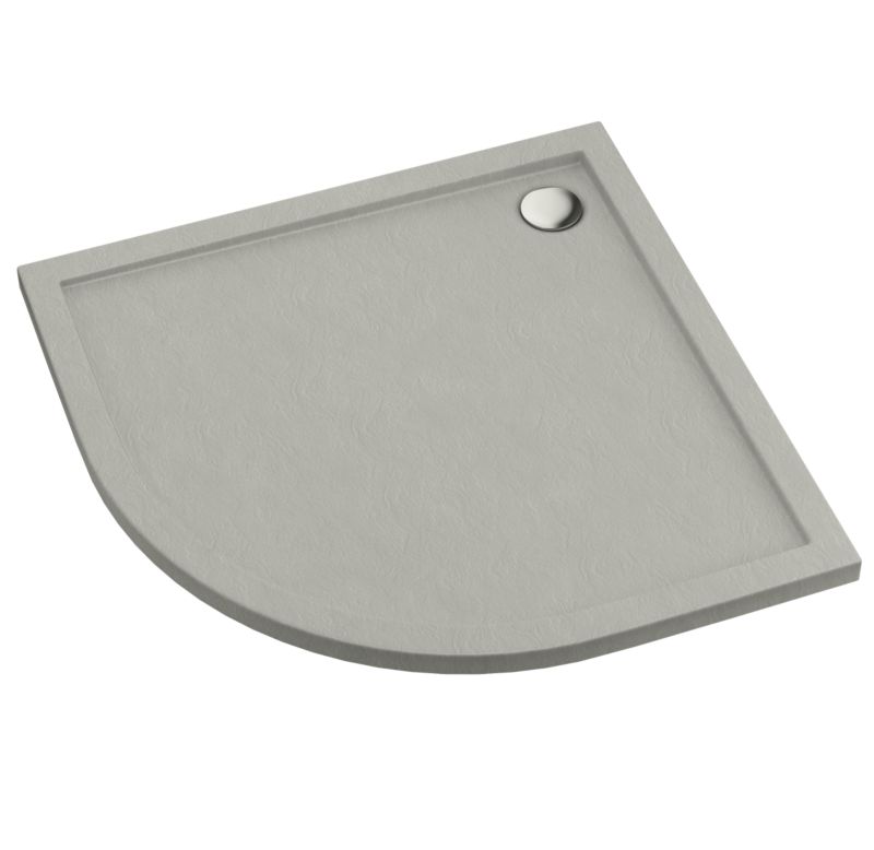 Akrylbrusebund Halvrund 80x80 cm Beton Antiskrid