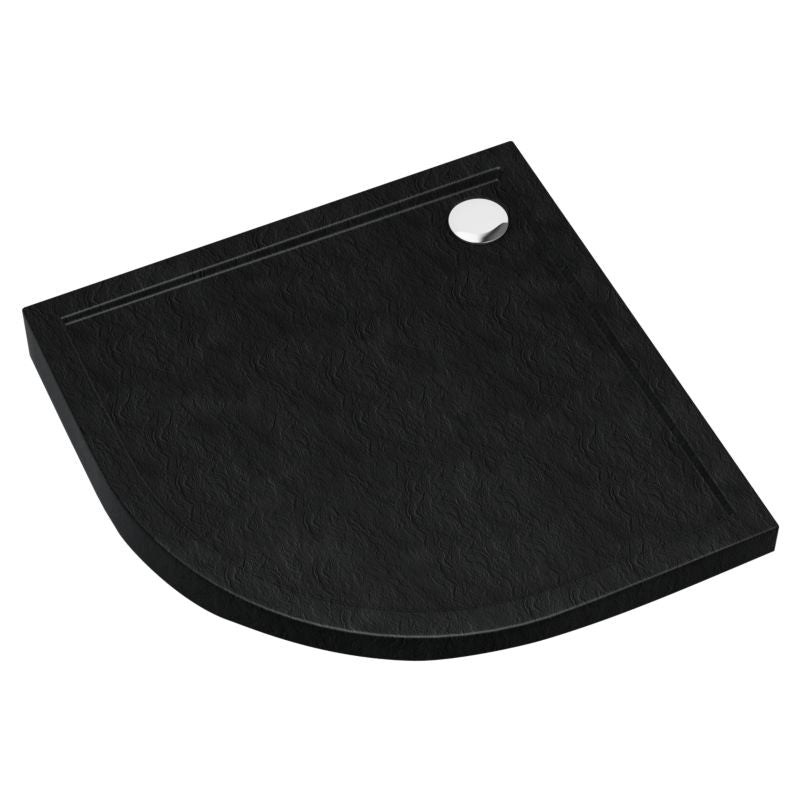 Akrylbrusebad Schedpol Atla Halvrund 80x80 cm Sort Strukturel
