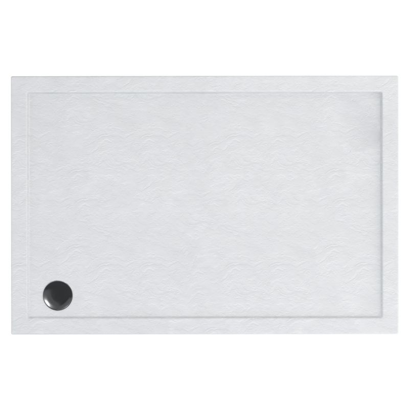 Akrylbrusebakke Atla 80x100 cm Hvid Strukturel