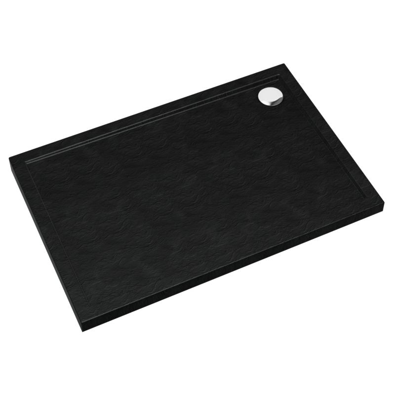 Akrylbrusebad Schedpol Atla 80x120 cm Sort Struktural