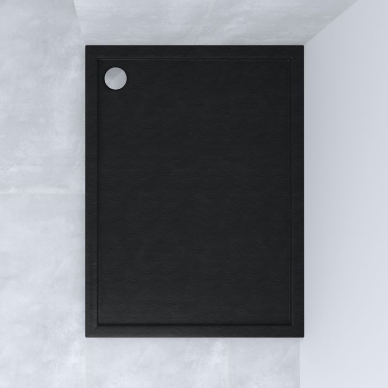 Akrylbrusebad Schedpol Atla 80x120 cm Sort Struktural