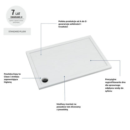 Akrylbrusebad Schedpol Atla 80x90 cm Hvid Strukturel