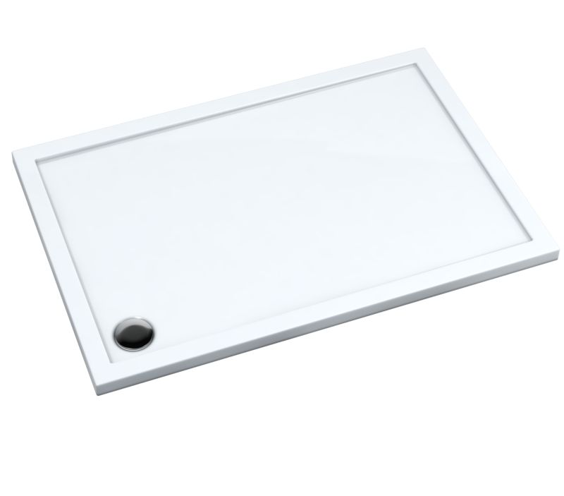 Akrylbrusebad Atla 90x120 cm Hvid Glat 4,5 cm Høj