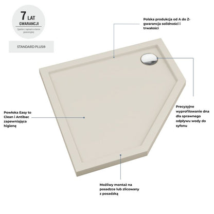 Akrylbrusebad Schedpol Atla 90x90 cm Femkantet Kasmir Mat
