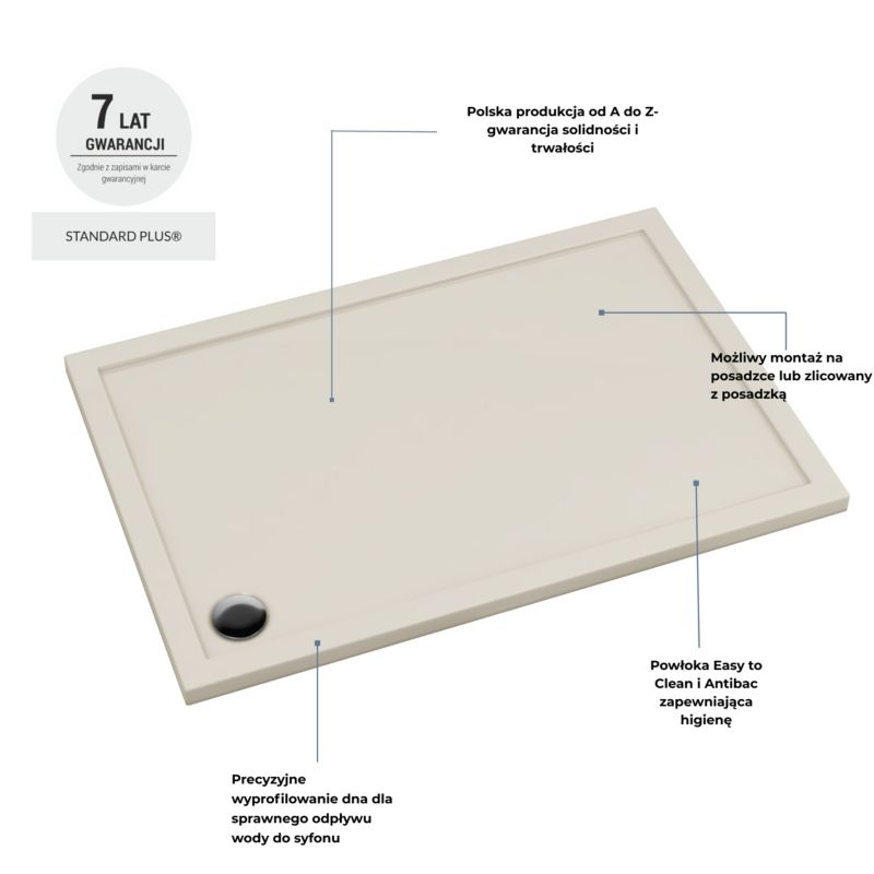 Akrylbund Schedpol Atla Rektangulær 90 x 120 x 4,5 cm Kashmir Mat
