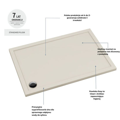 Akrylbund Schedpol Atla Rektangulær 90 x 120 x 4,5 cm Kashmir Mat