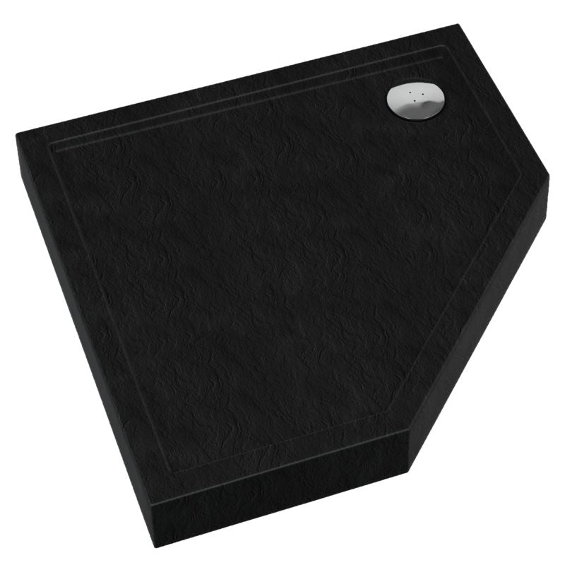 Akrylbrusebund Schedpol Lena New Black Stone 90x90 cm Sort Strukturel