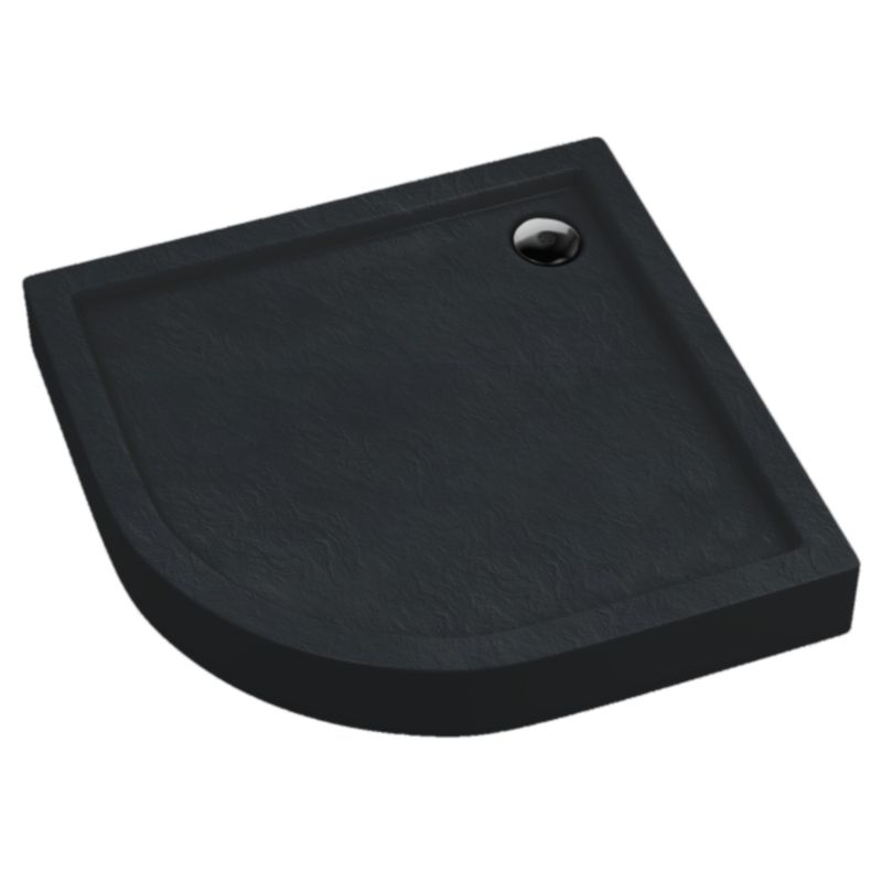 Akrylbrusebund Halvrund 90x90x12 cm Sort Struktur Stabilsound