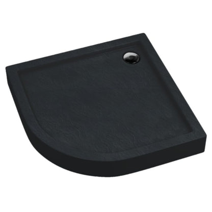 Akrylbrusebund Halvrund 90x90x12 cm Sort Struktur Stabilsound