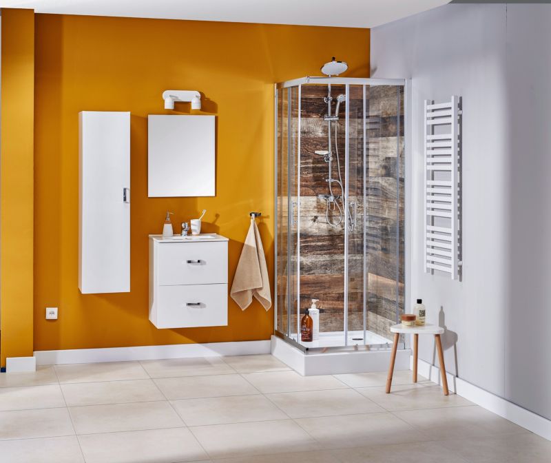 Akrylbrusebund Lena New 80x80 cm Hvid Glat