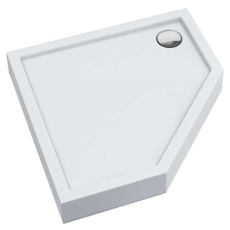 Akrylbrusebund Femkantet 80x80x12 cm Hvid