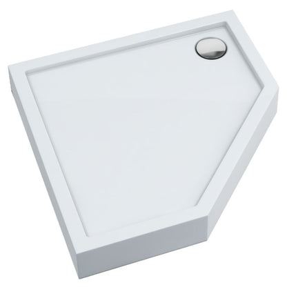 Akrylbrusebund Femkantet 80x80x12 cm Hvid