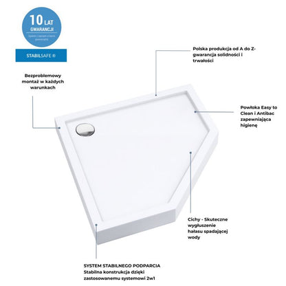Akrylbrusebund Schedpol Lena 90x90 cm Hvid Glat