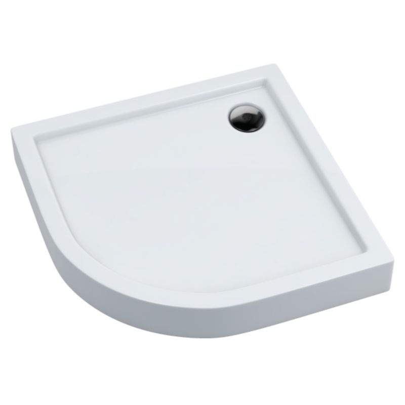 Akrylbrusebund Lena Halvrund 90x90 cm Hvid Glat