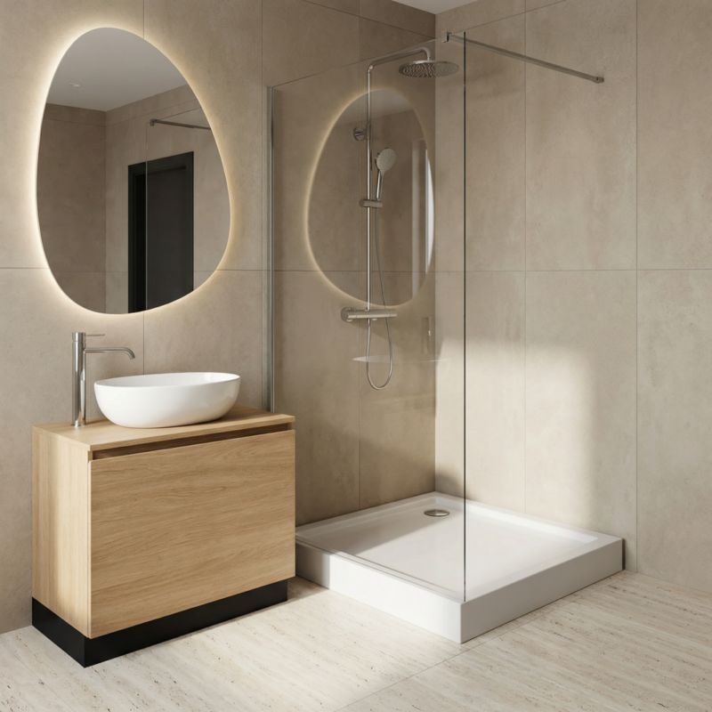 Akrylbrusebund Lena New 70x90x14 cm Hvid