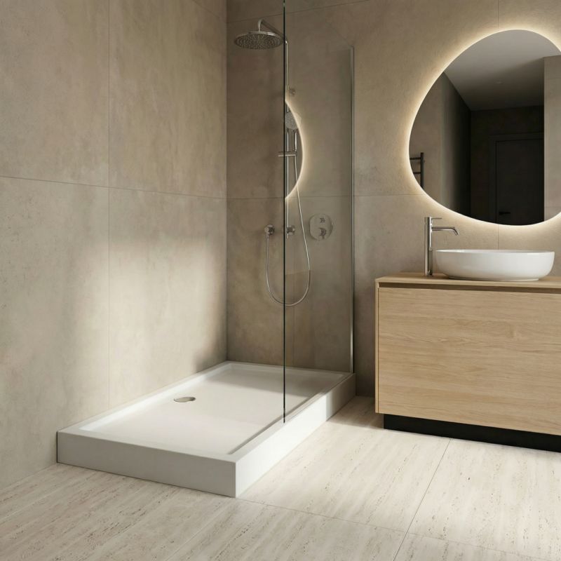 Akrylbrusebund Lena New 80x120 cm Hvid Glat