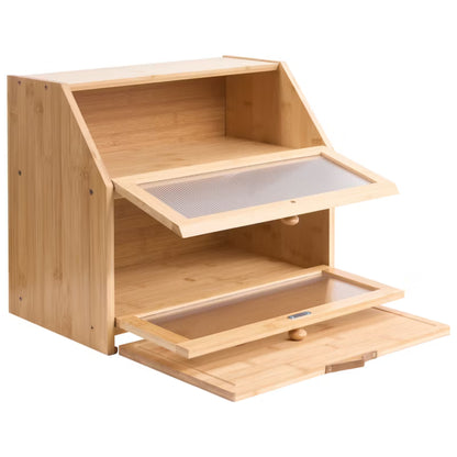 Brødkasse 2 Niveauer Bambus Natur 42x35 cm