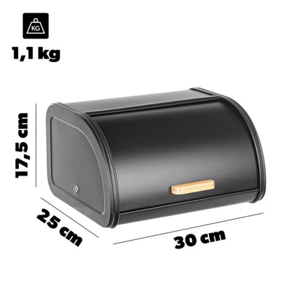 Brødkasse 30x25x17,5 cm Sort Stål