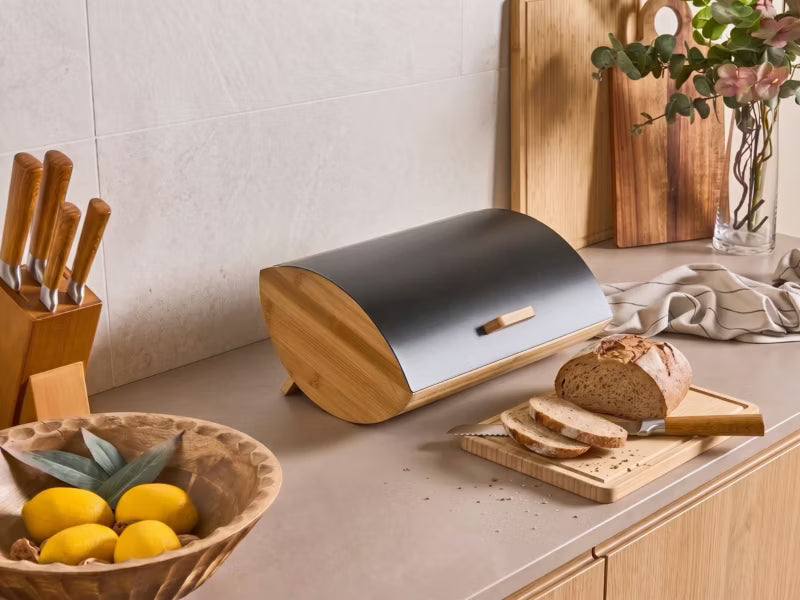 Brødkasse Bambus 36x16 cm Sort