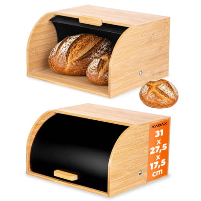 Brødkasse Bambus Stål 31x27,5x17,5 cm Sort