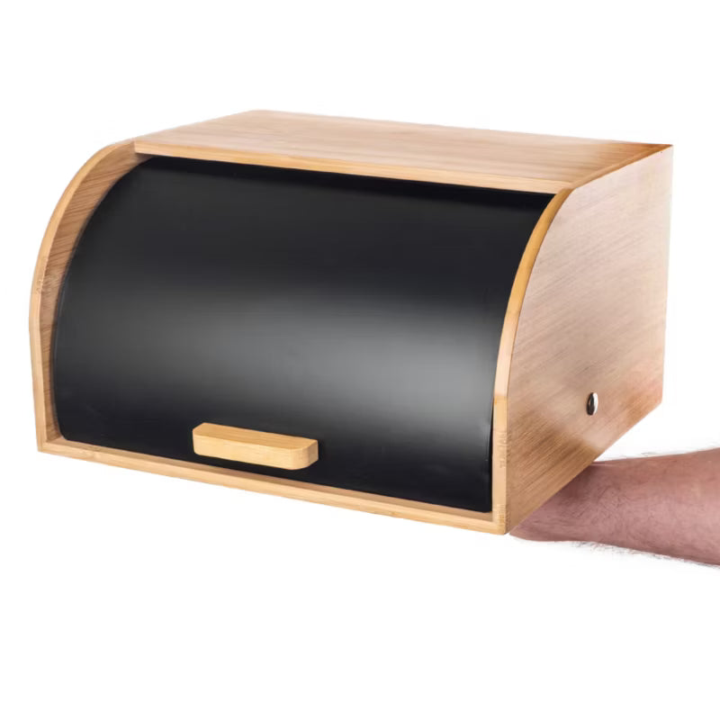 Brødkasse Bambus Stål 31x27,5x17,5 cm Sort