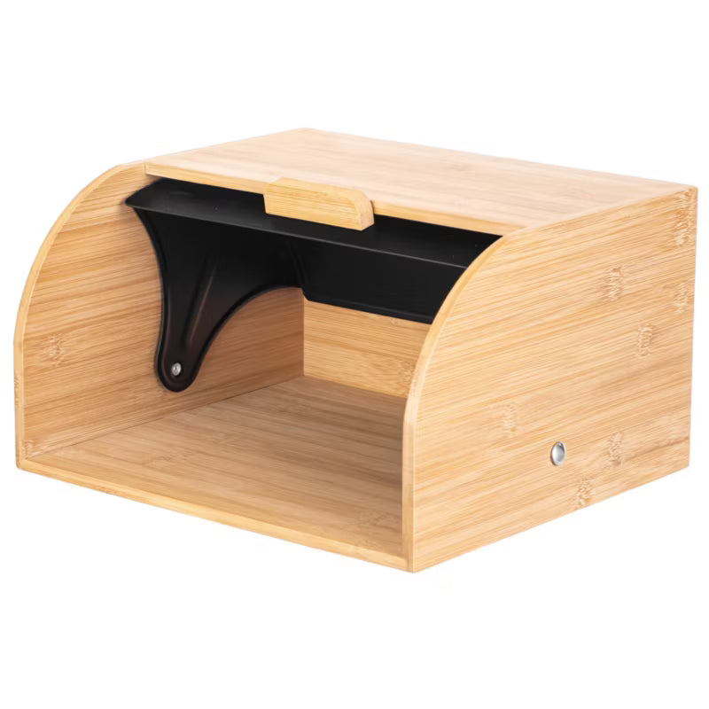 Brødkasse Bambus Stål 31x27,5x17,5 cm Sort