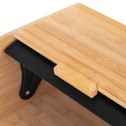 Brødkasse Bambus Stål 31x27,5x17,5 cm Sort