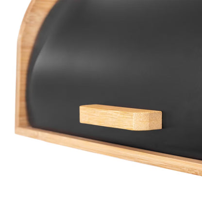 Brødkasse Bambus Stål 31x27,5x17,5 cm Sort