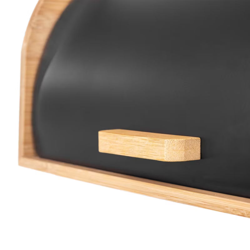 Brødkasse Bambus Stål 31x27,5x17,5 cm Sort