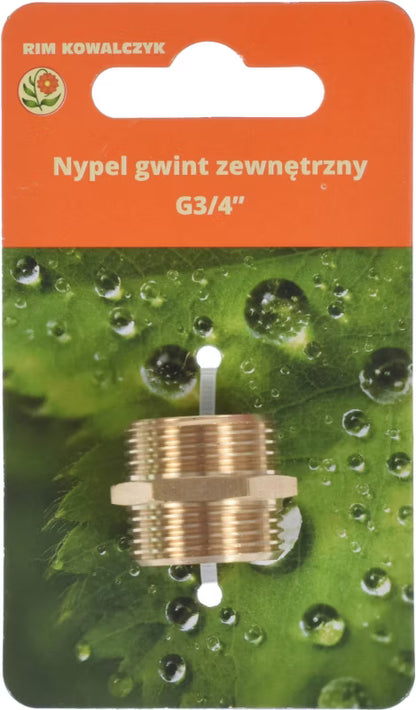 Brystnippel 3/4" Udvendigt Gevind Messing