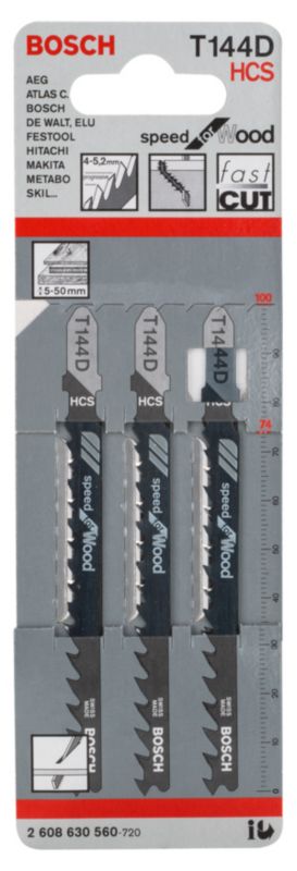 Bosch T144D klinger til stiksav, 3 stk.