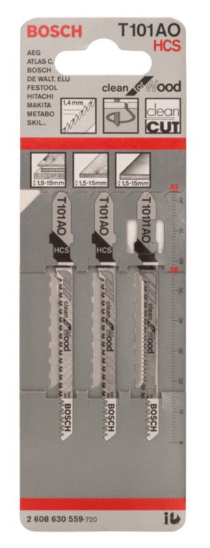 Bosch T101AO brædtesavklinge til træ, 3 stk.