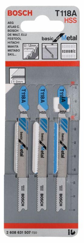 Bosch T118A klinger til metal 3 stk.